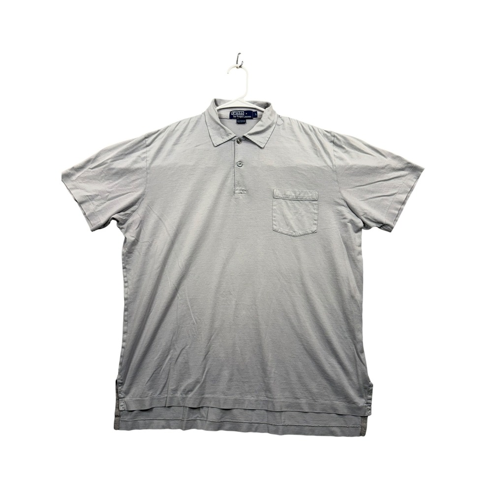 Polo Ralph Lauren Polo Shirt Mens L Blue Gray Short Sleeve Pocket Jersey Cotton